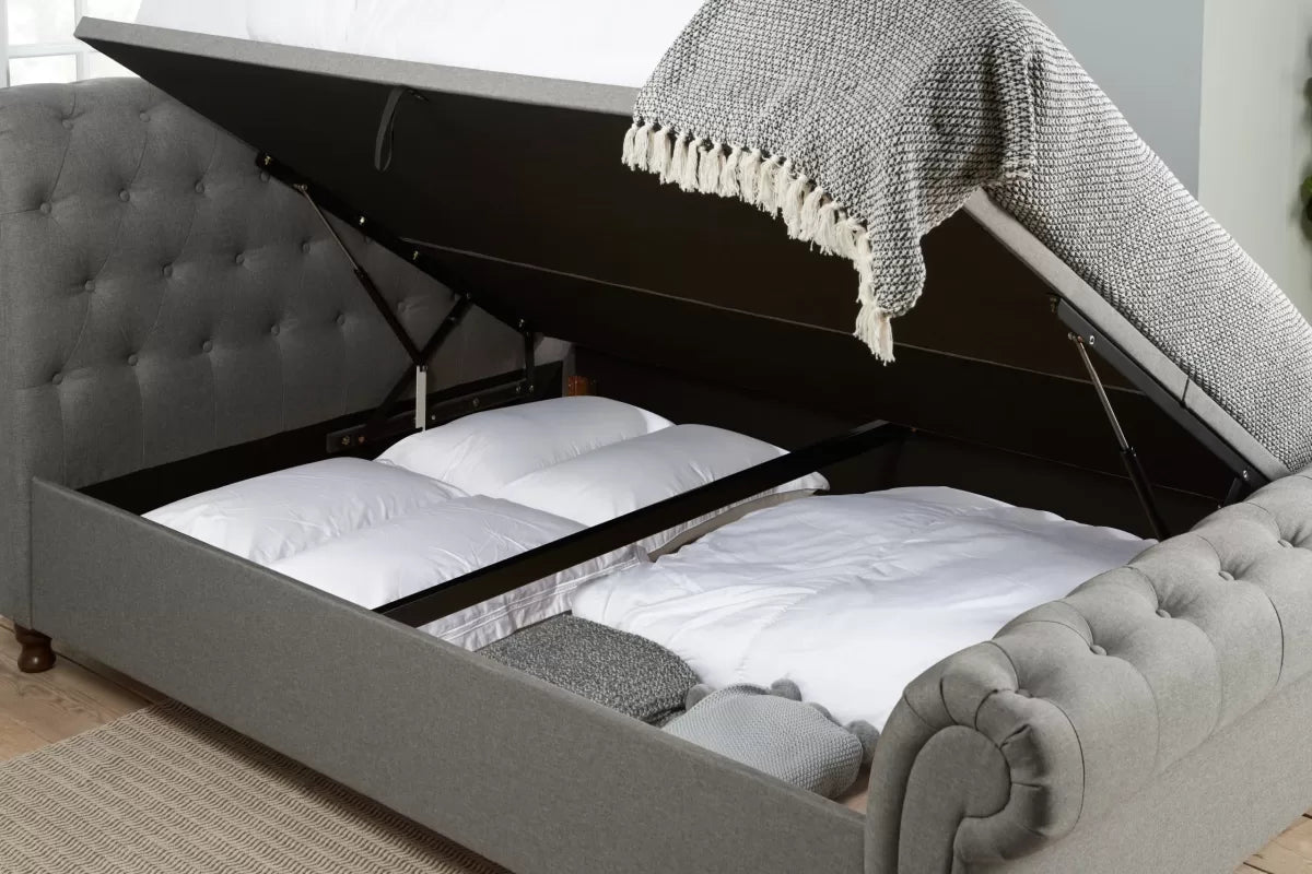 Castello Grey Side Ottoman Double Bed