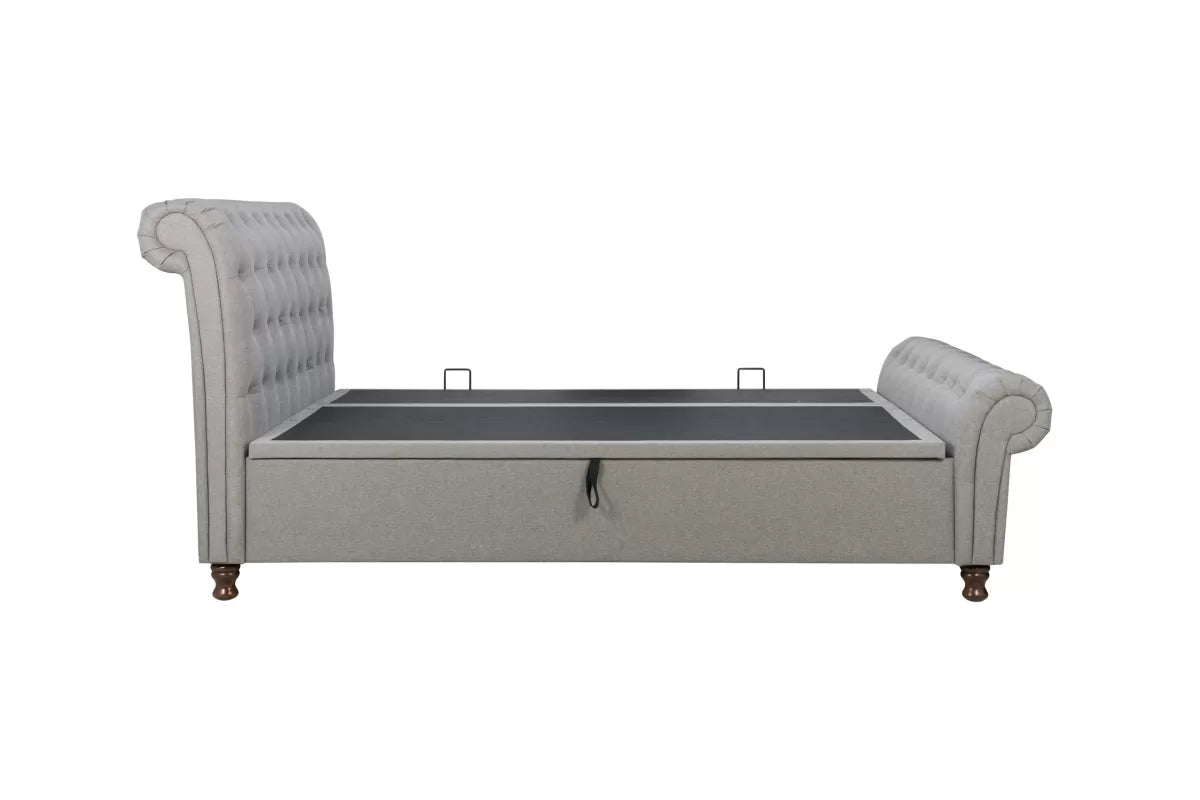 Castello Grey Side Ottoman Double Bed