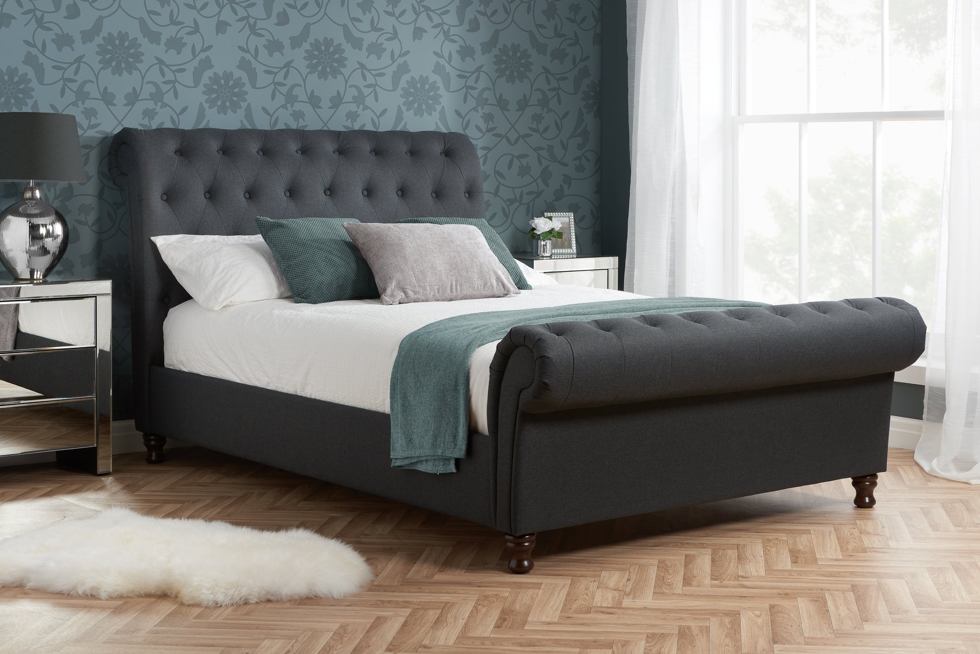 Castello Charcoal Double Bed