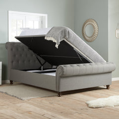 Castello Grey Side Ottoman Double Bed