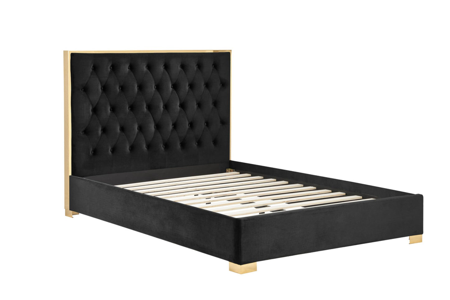 Fulham Black Fabric Double Bed