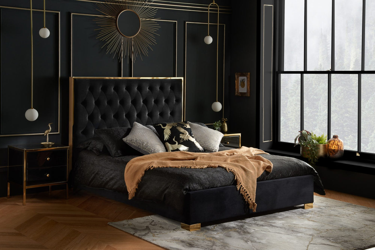 Fulham Black Fabric King Bed