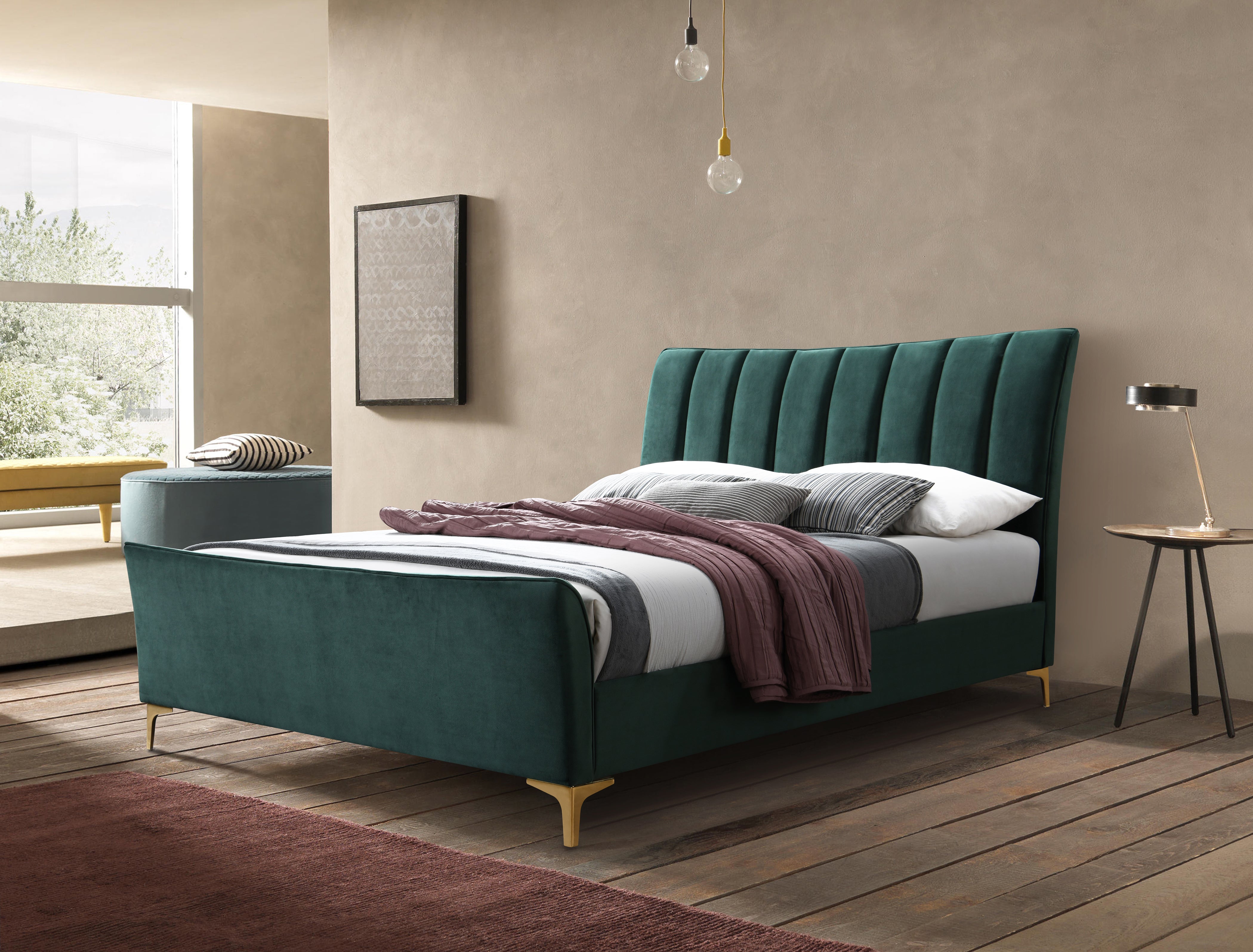 Clover Green  Fabric Small Double Bed