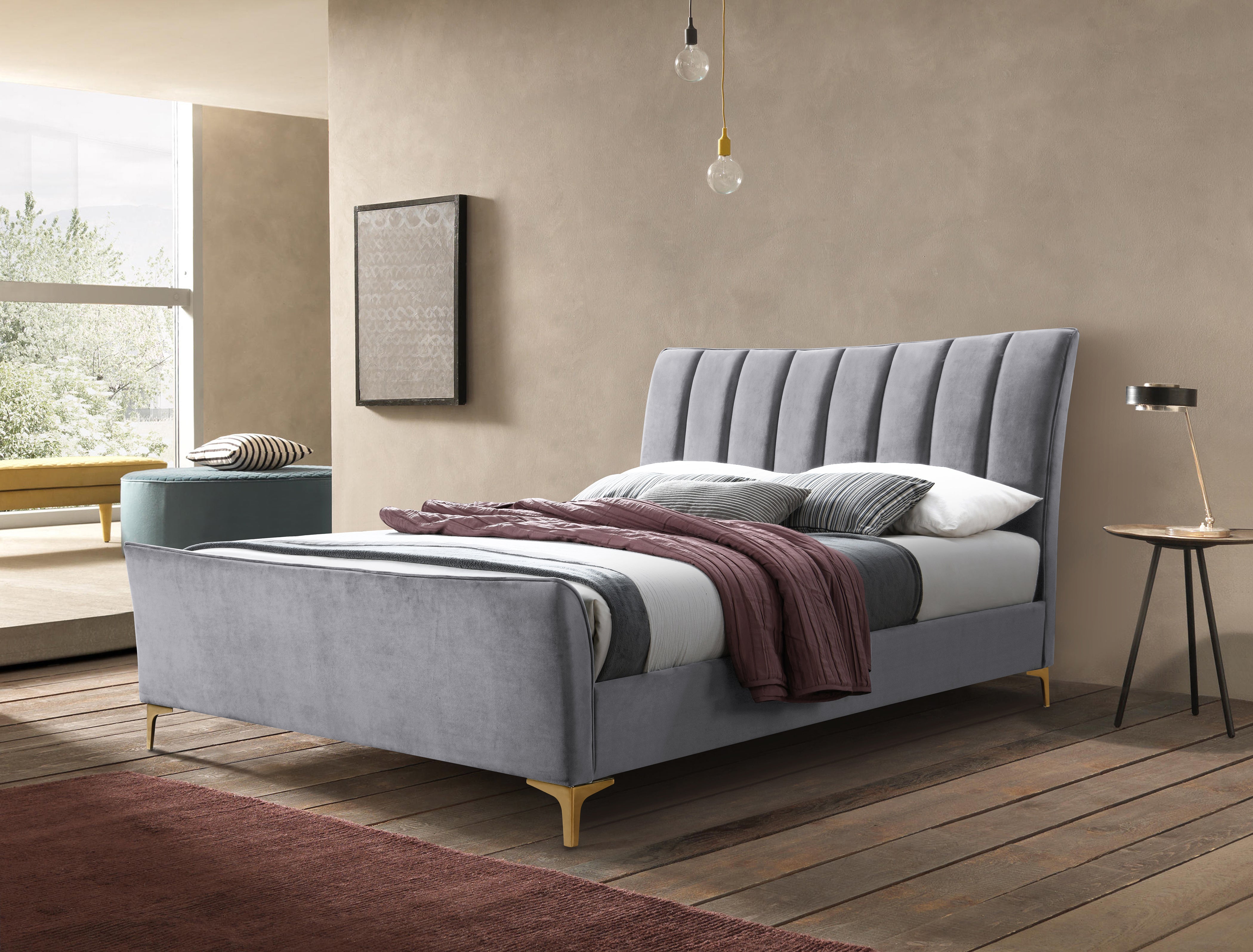 Clover Grey Fabric Small Double Bed