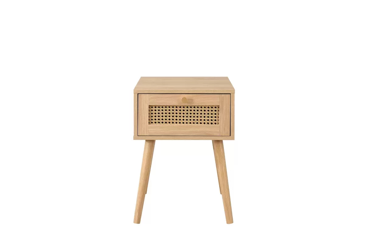 Croxley Oak 1 Drawer Rattan Bedside