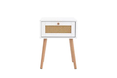 Croxley White 1 Drawer Rattan Bedside