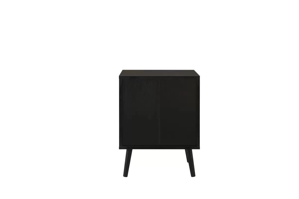 Croxley Black 2 Drawer Rattan Bedside