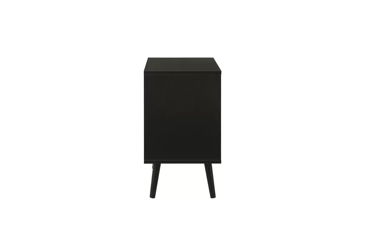 Croxley Black 2 Drawer Rattan Bedside