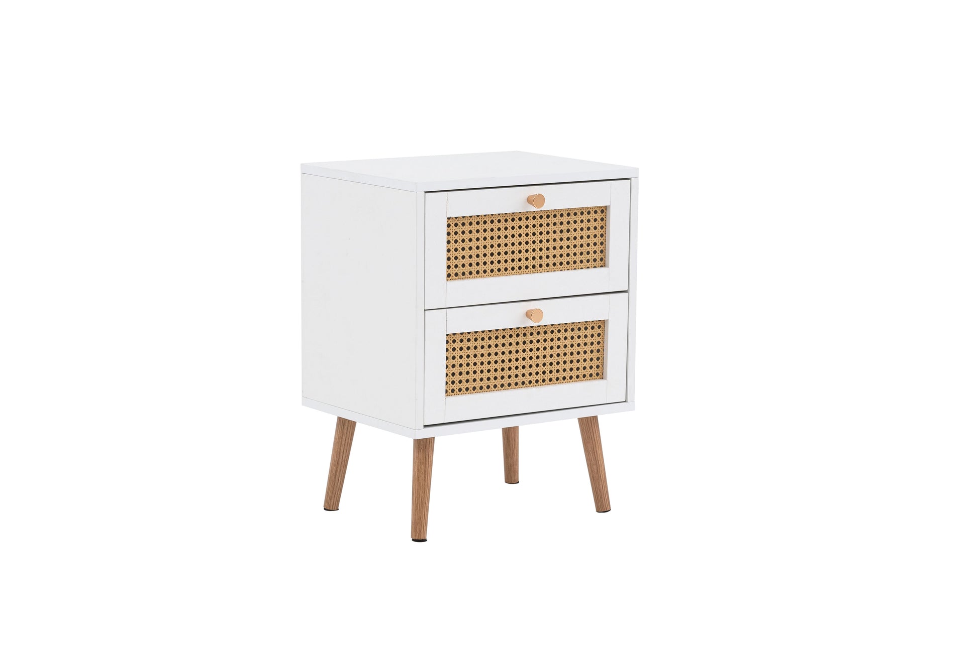 Croxley White 2 Drawer Rattan Bedside