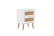 Croxley White 2 Drawer Rattan Bedside