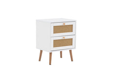 Croxley White 2 Drawer Rattan Bedside