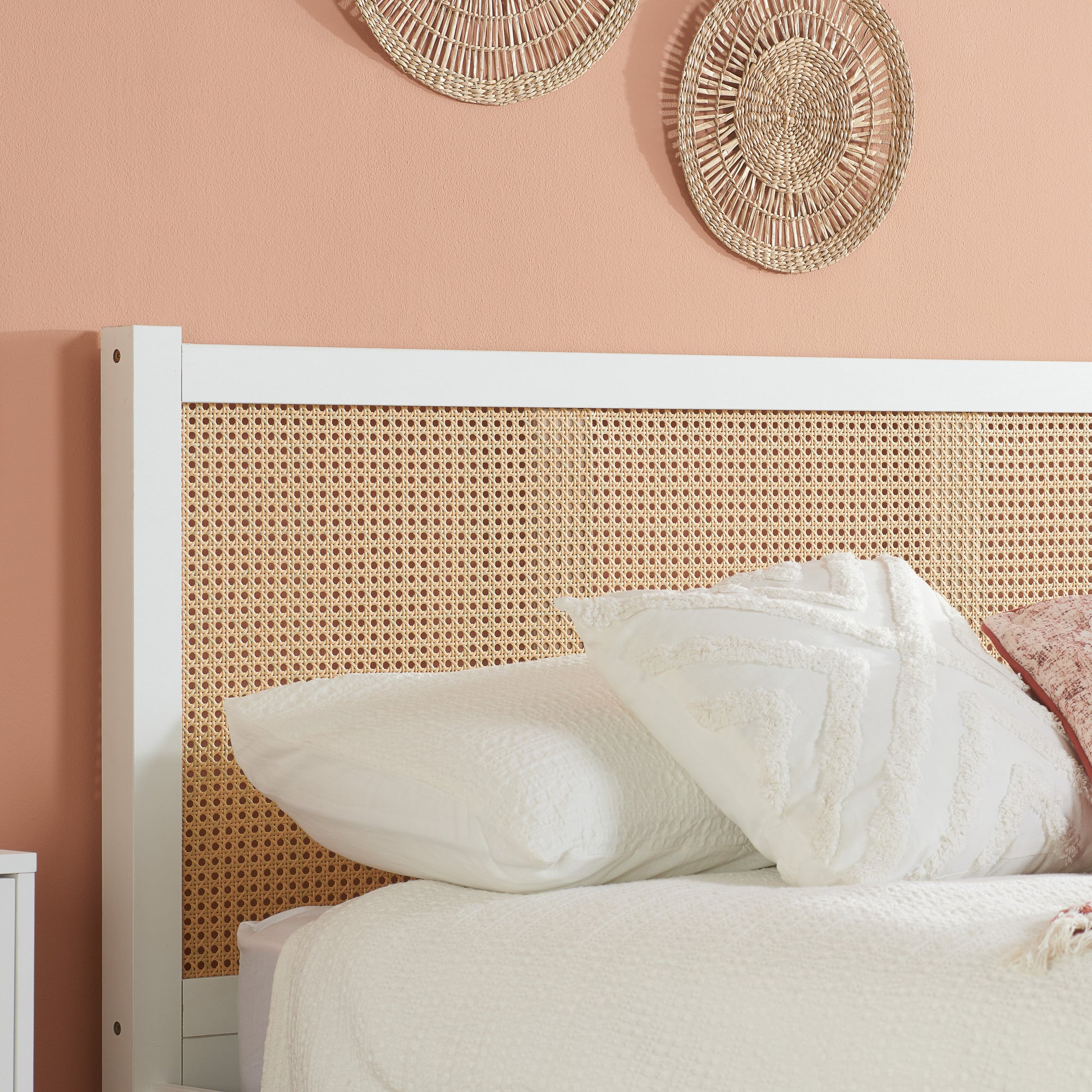 Croxley White King Rattan Bed