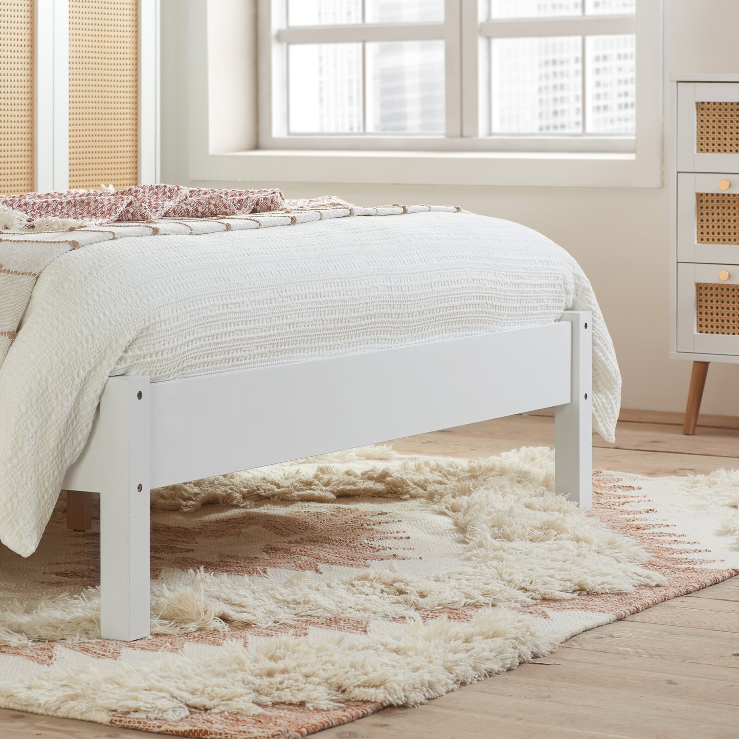 Croxley White Rattan King Bed