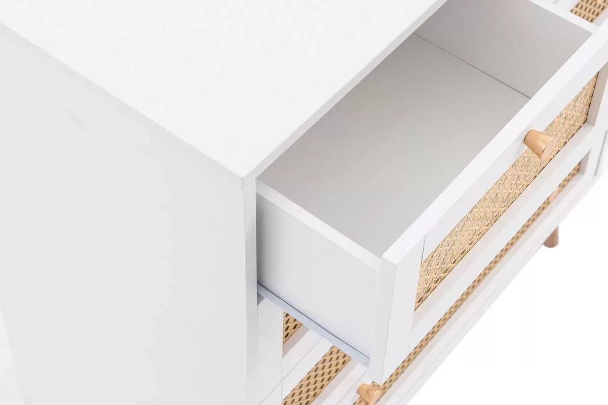 Croxley White 5 Drawer Rattan Chest