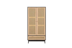 Croxley Black 2 Door 1 Drawer Rattan Wardrobe