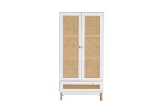 Croxley White 2 Door 1 Drawer Rattan Wardrobe