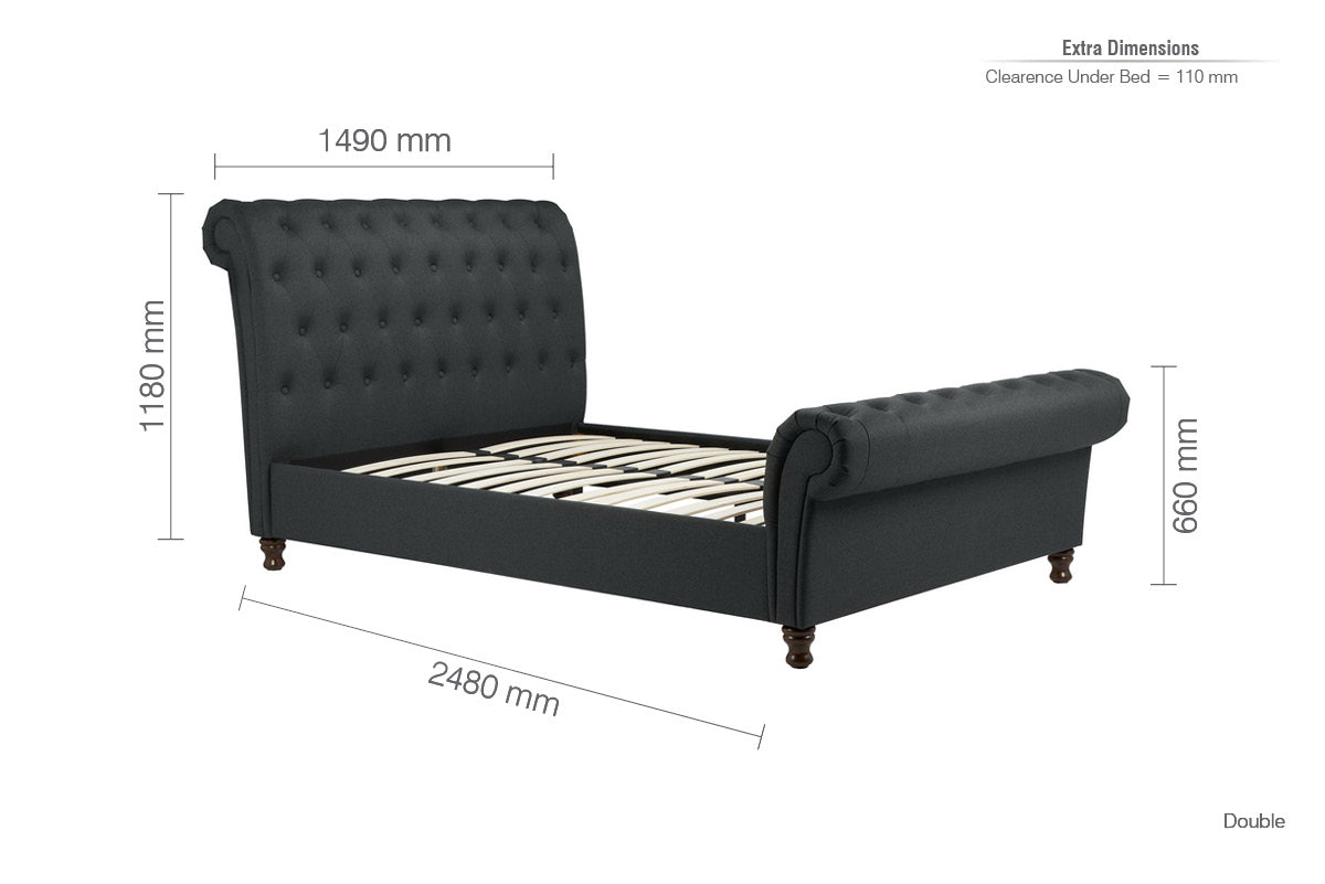 Castello Charcoal Double Bed