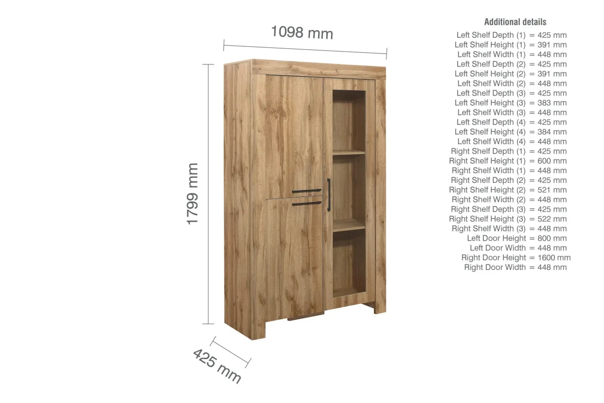 Compton Oak Display Cabinet