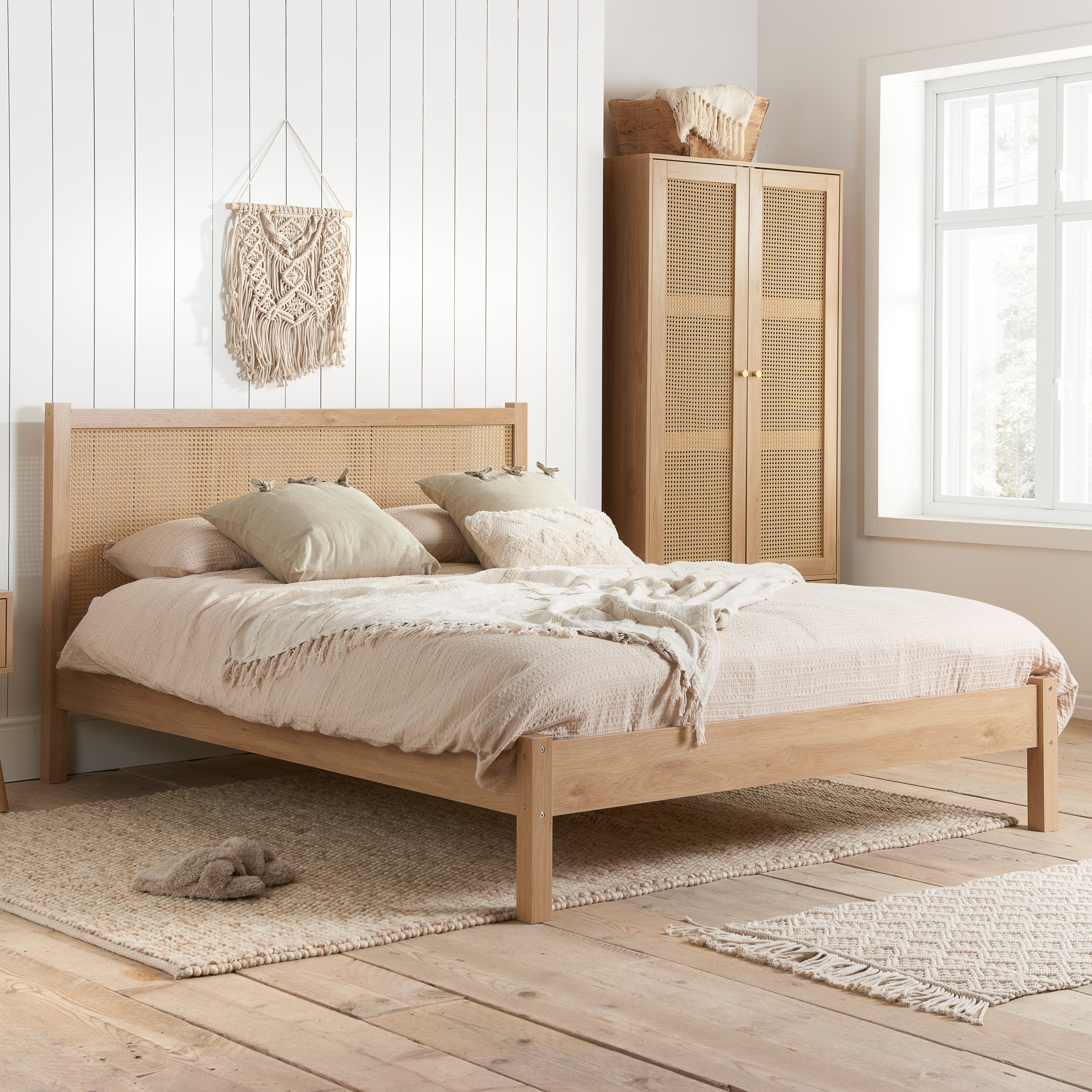 Croxley Oak Double Rattan Bed