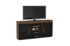 Edgeware Walnut & Black 2 Door 2 Drawer Sideboard