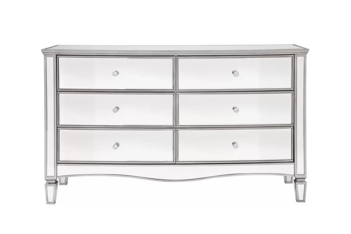 Elysee Mirrored 6 Drawer Wide Chest