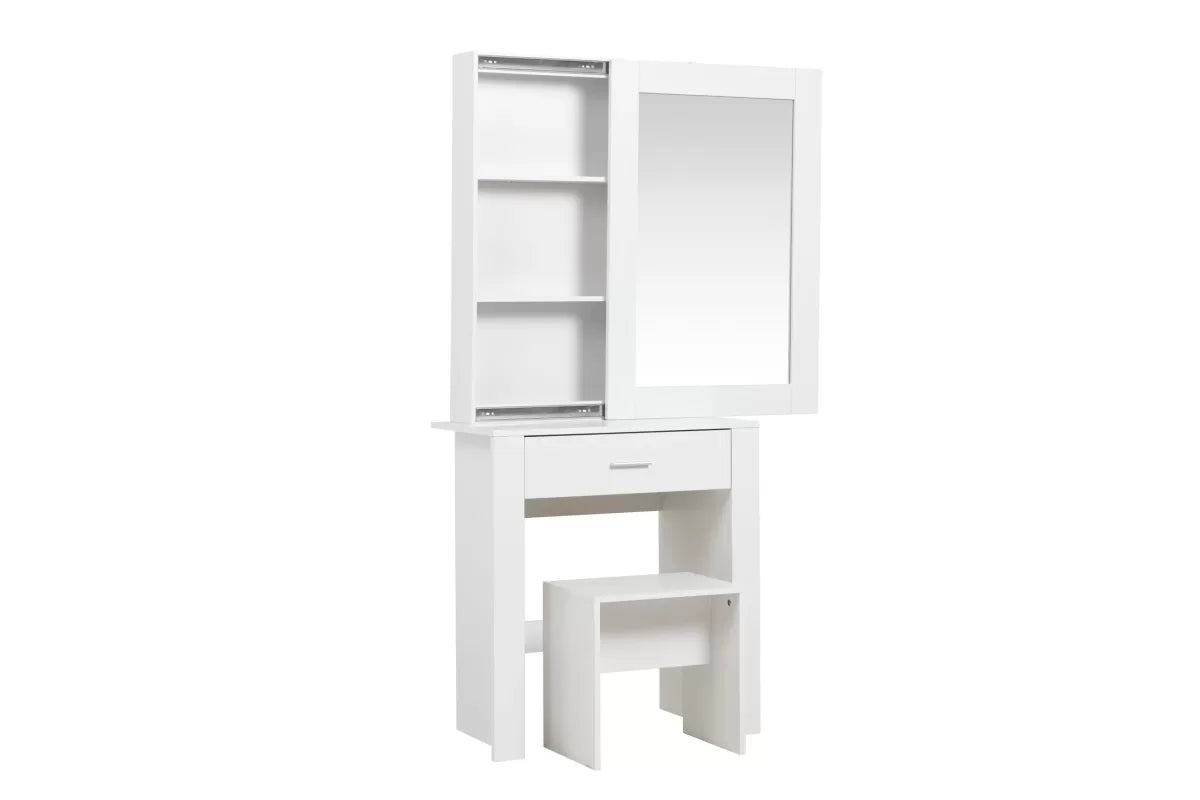 Evelyn White 1 Drawer Sliding Mirror Dressing Table