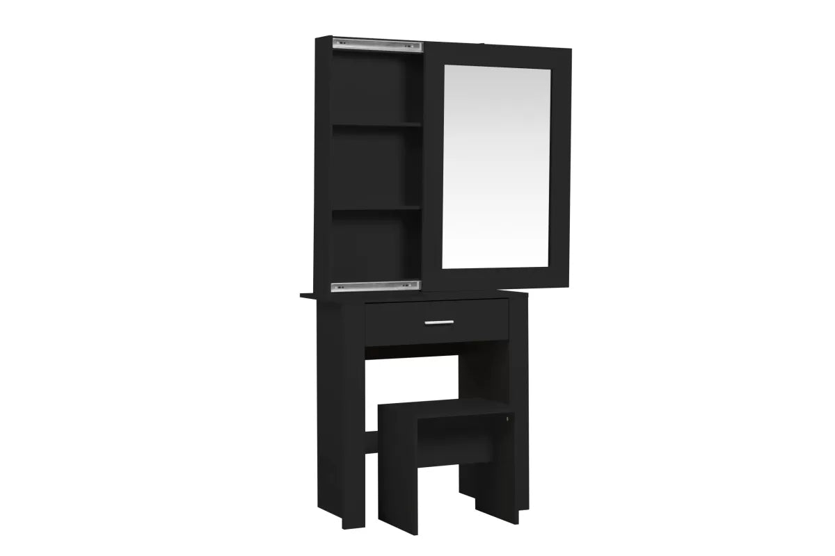 Evelyn Black 1 Drawer Sliding Mirror Dressing Table