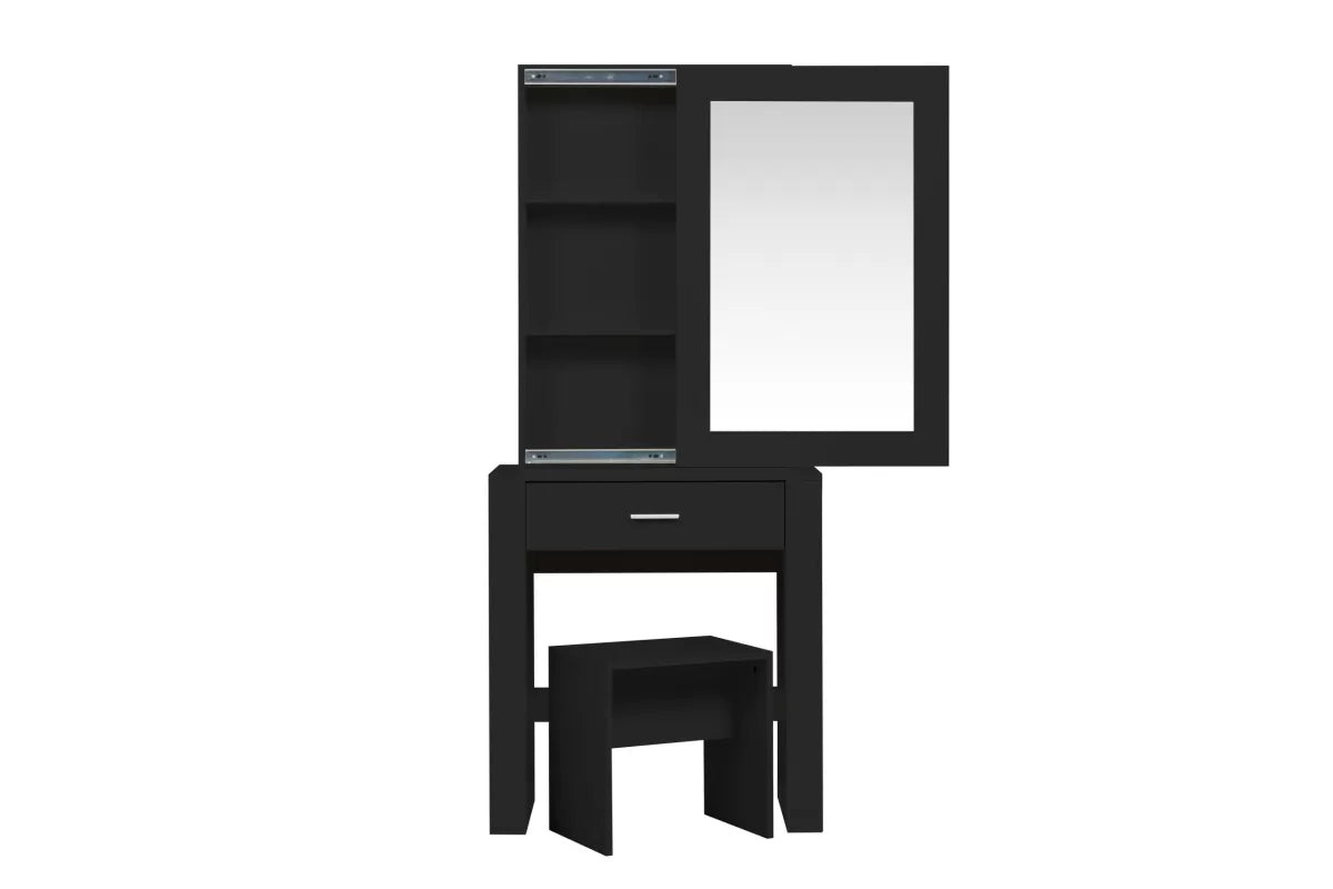 Evelyn Black 1 Drawer Sliding Mirror Dressing Table