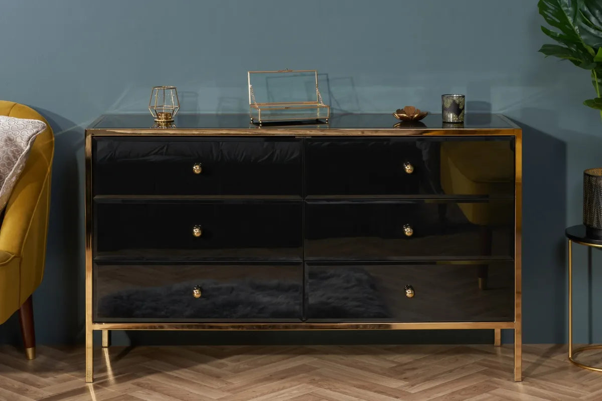 Fenwick Black & Gold 6 Drawer Chest