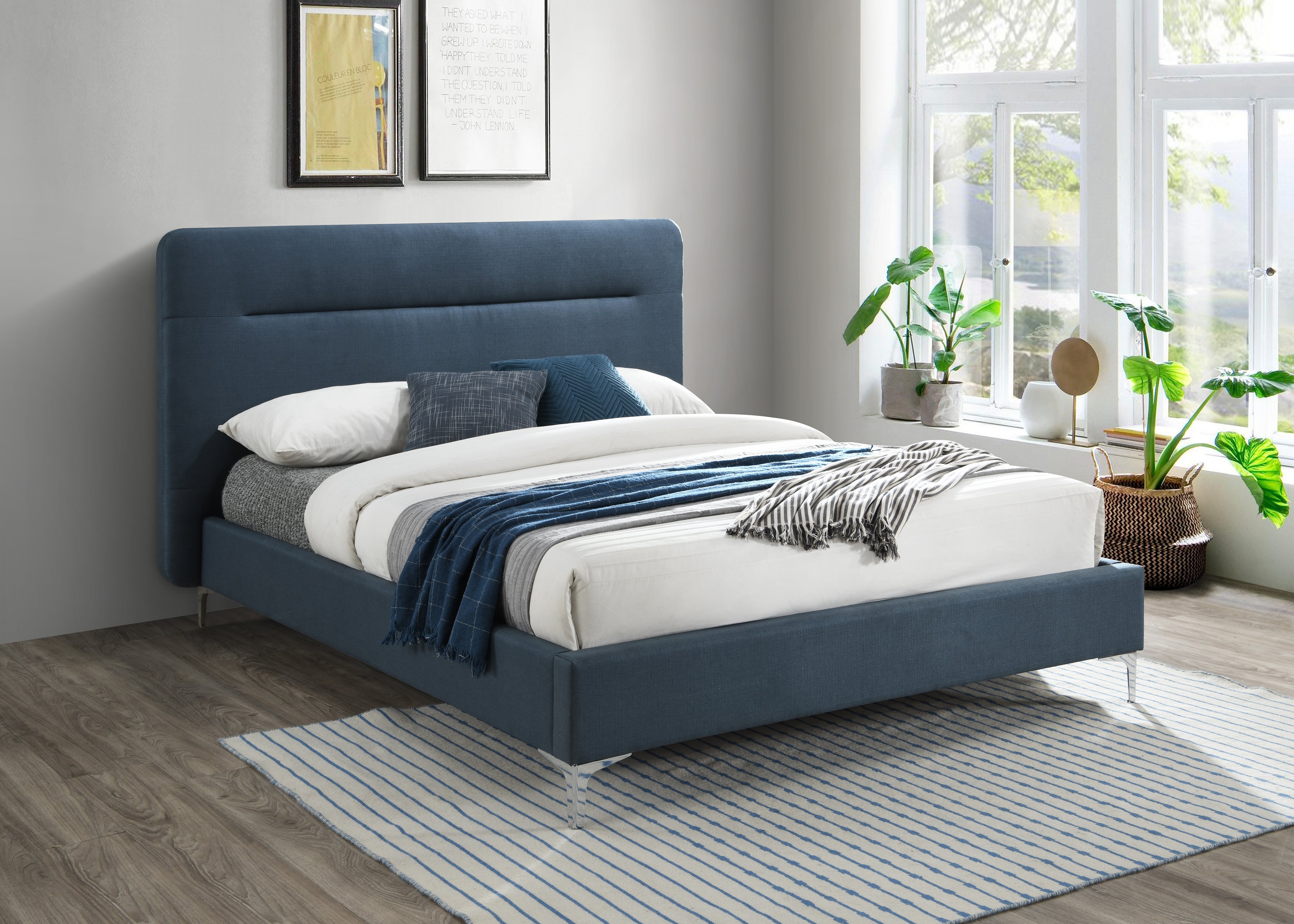 Finn Steel Blue Double Bed