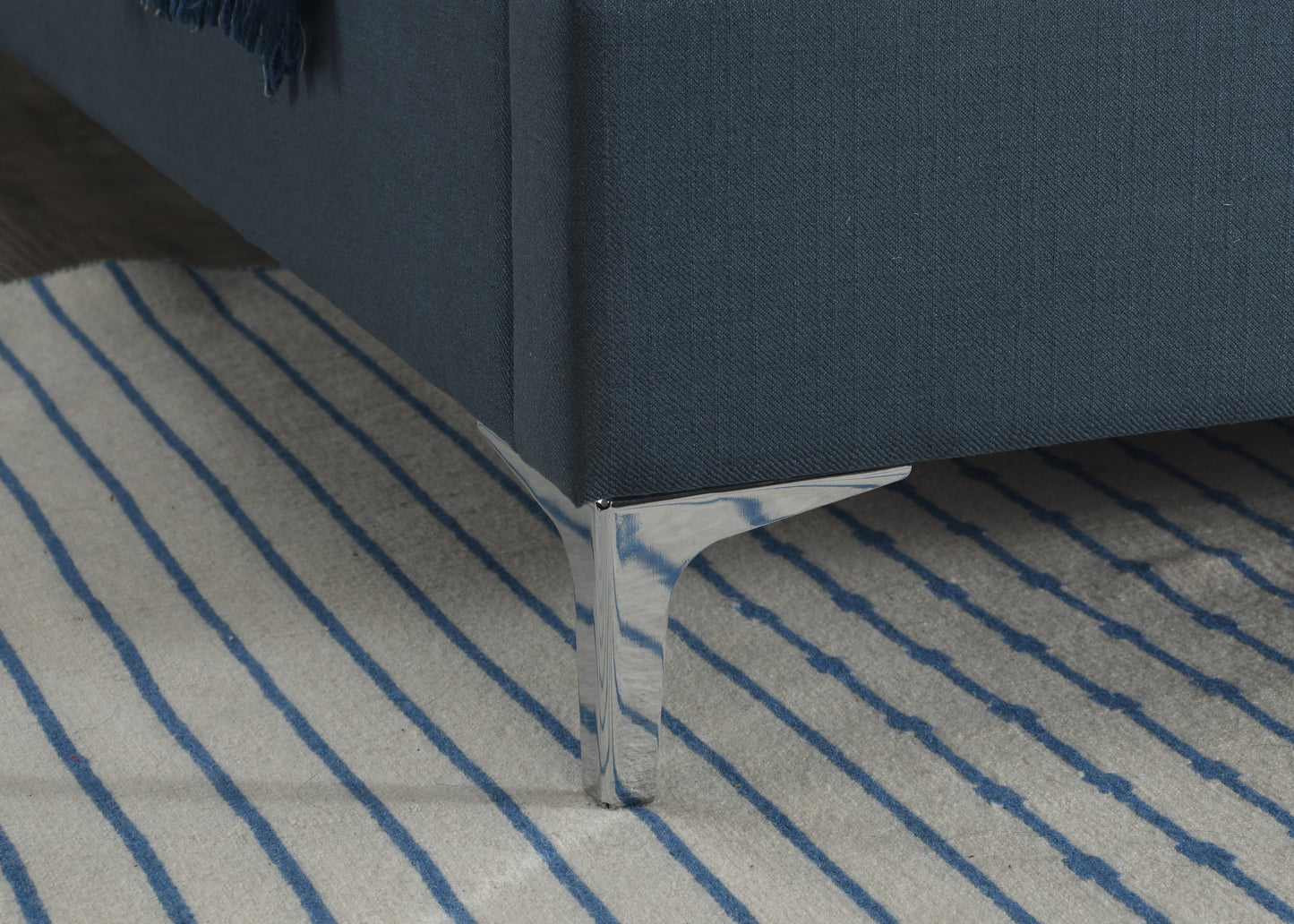 Finn Steel Blue Fabric  Double Bed