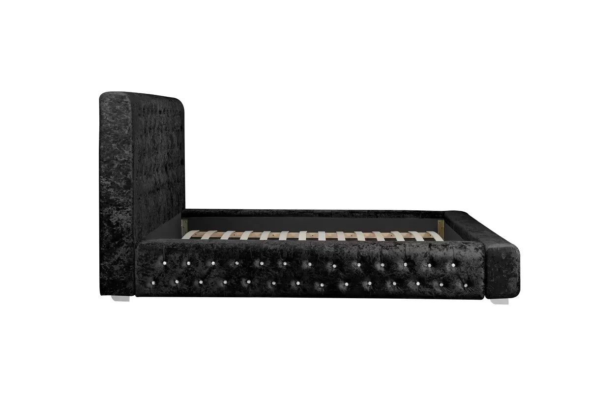 Grande Black Crushed Velvet Double Bed