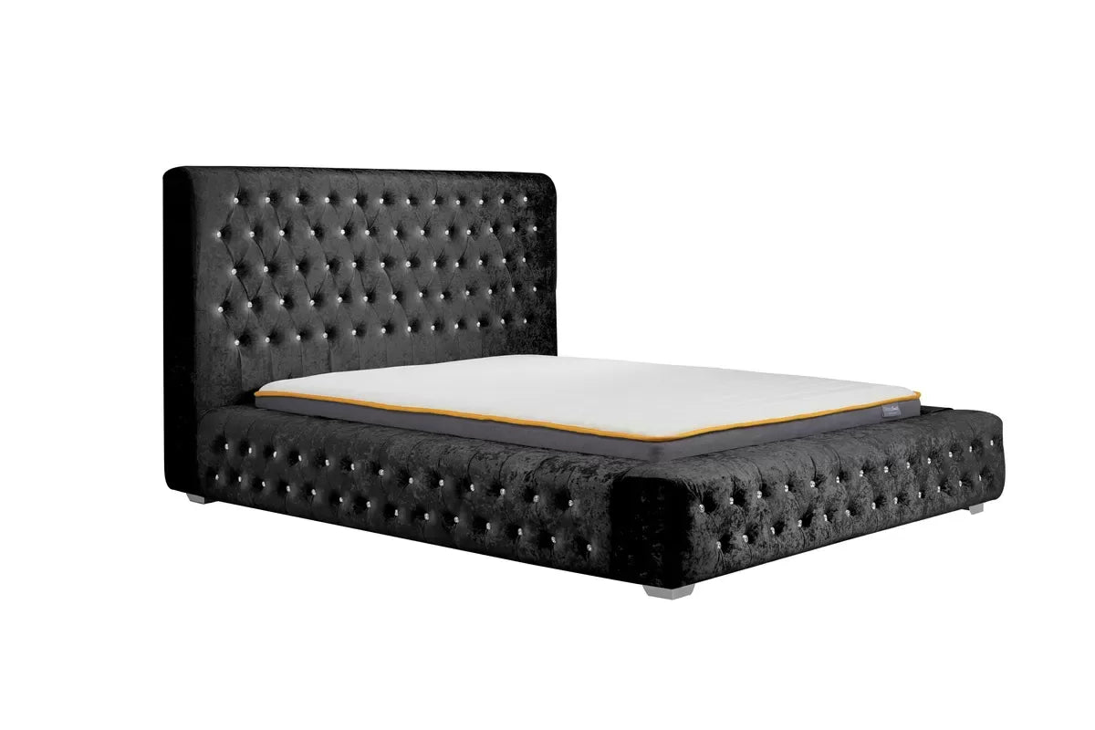 Grande Black Crushed Velvet Double Bed