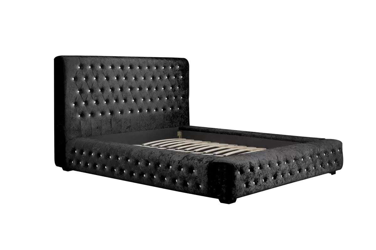 Grande Black Crushed Velvet Double Bed