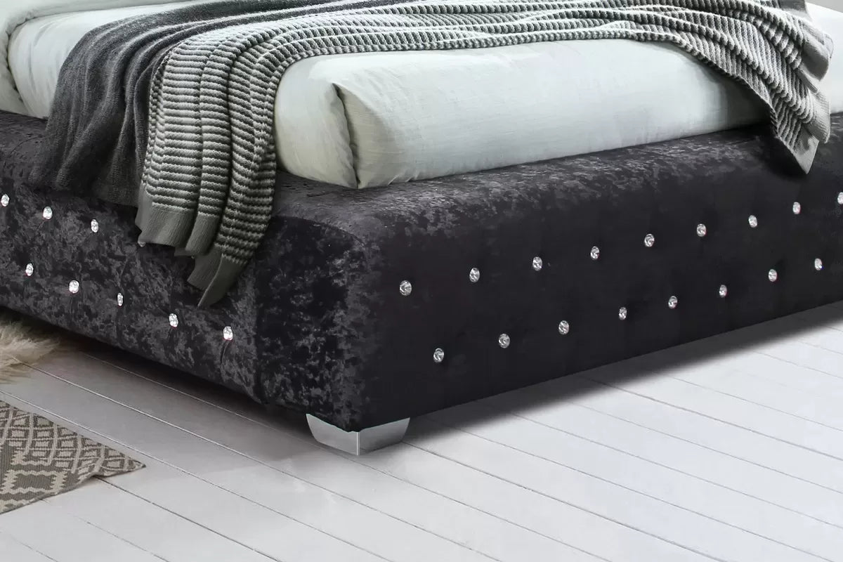 Grande Black Crushed Velvet Double Bed