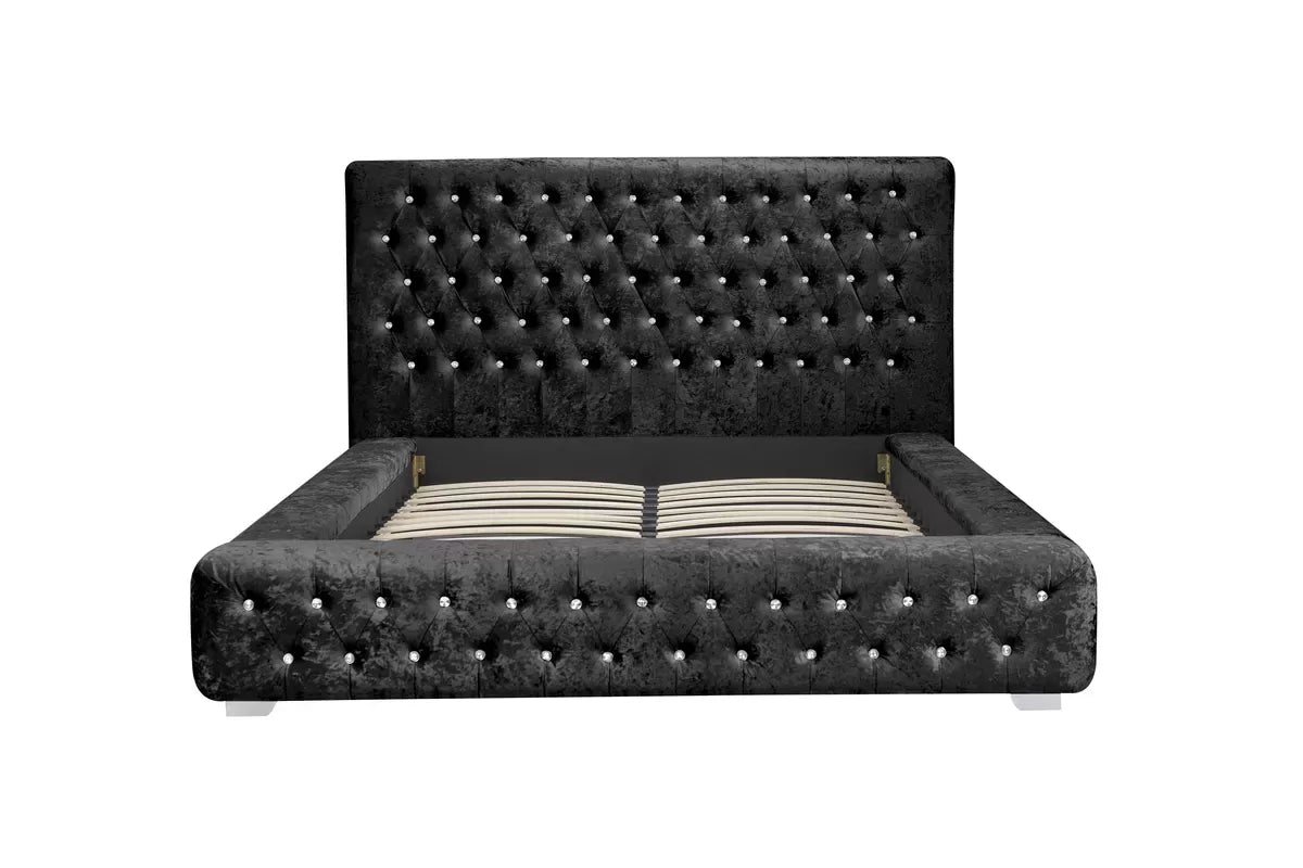 Grande Black Crushed Velvet Double Bed