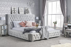 Grande Steel Crush Velvet Super King Bed