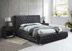 Grande Black Crushed Velvet King Bed