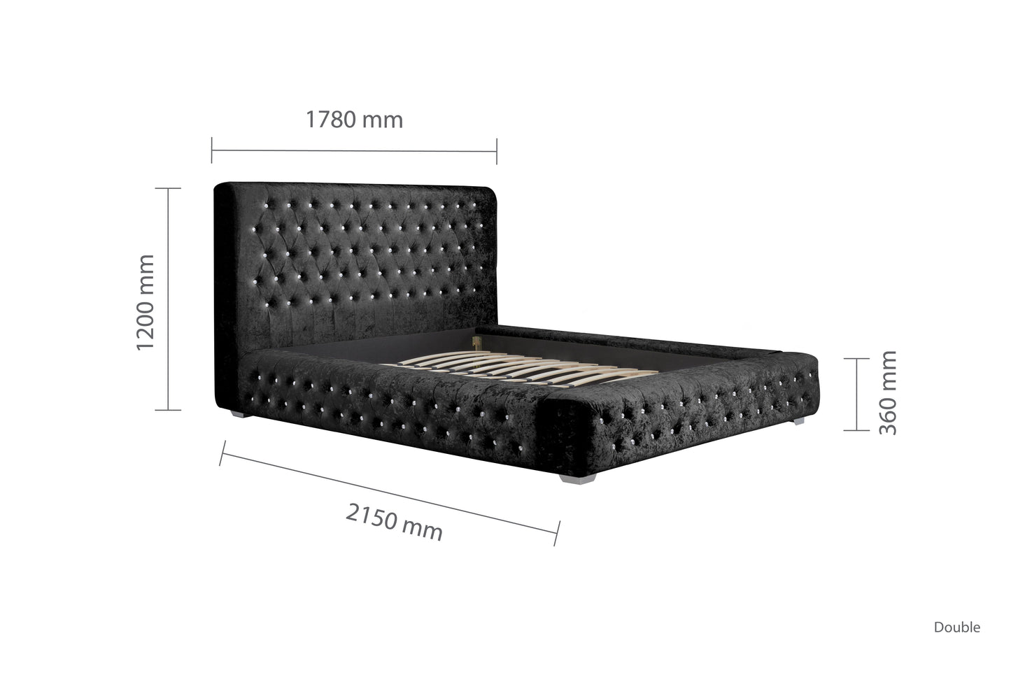 Grande Black Crushed Velvet Double Bed