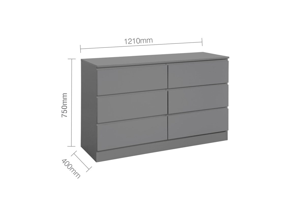 Oslo Grey 6 Drawer Chest