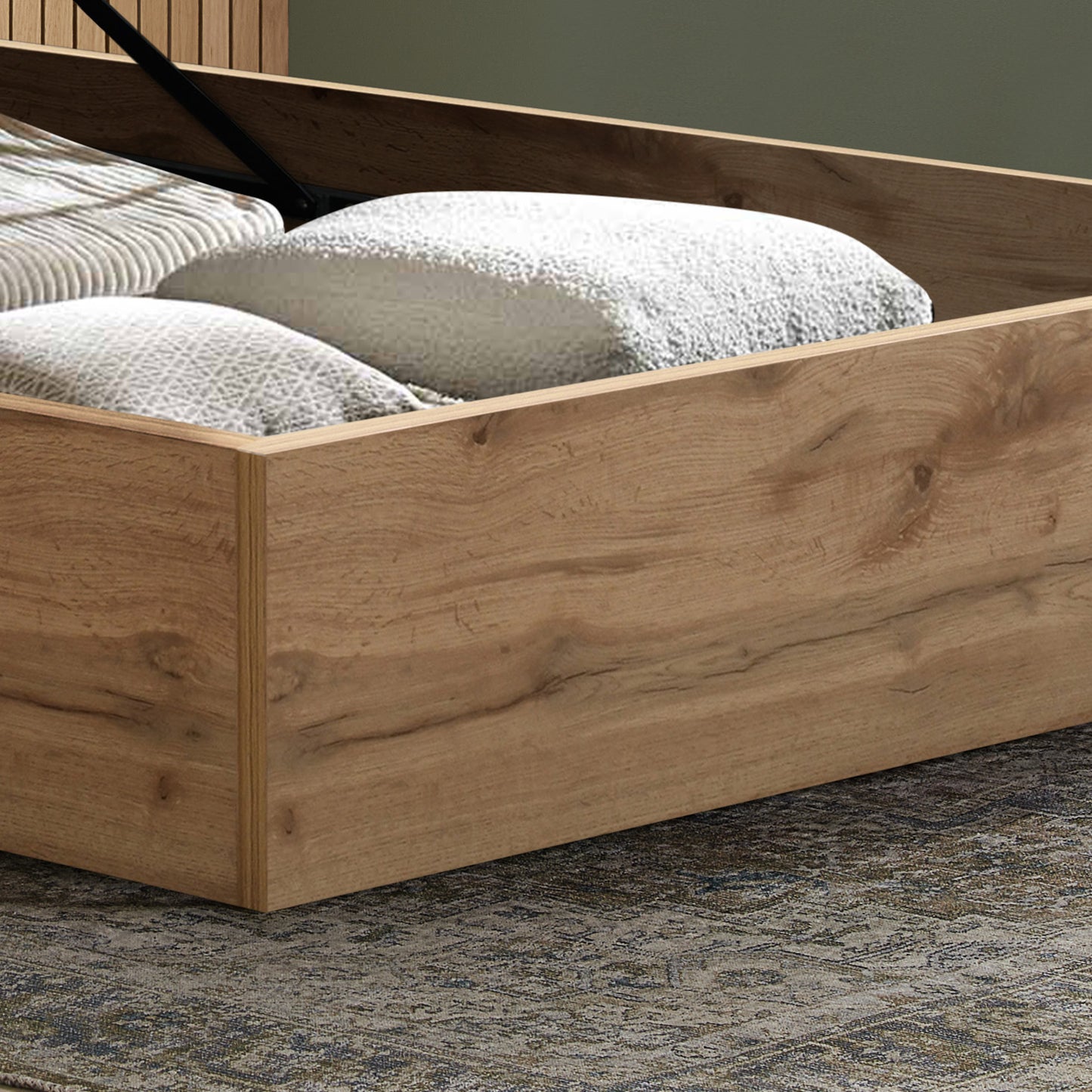 Halfden White Boucle Ottoman Double Bed