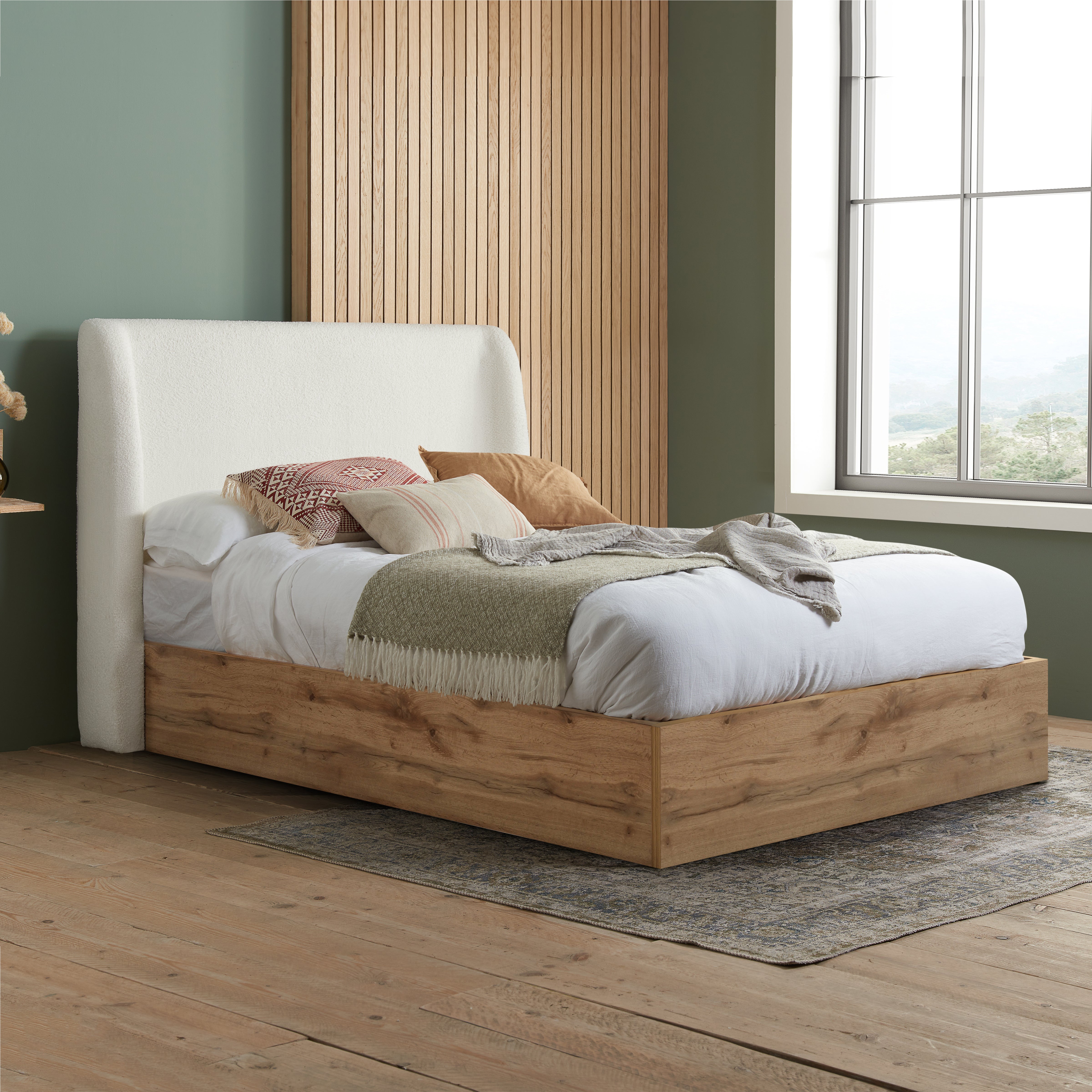 Halfden White Double Ottoman Bed