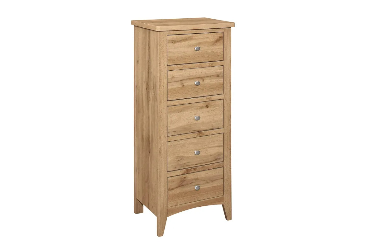 Hampstead Oak 5 Drawer Tall Chest