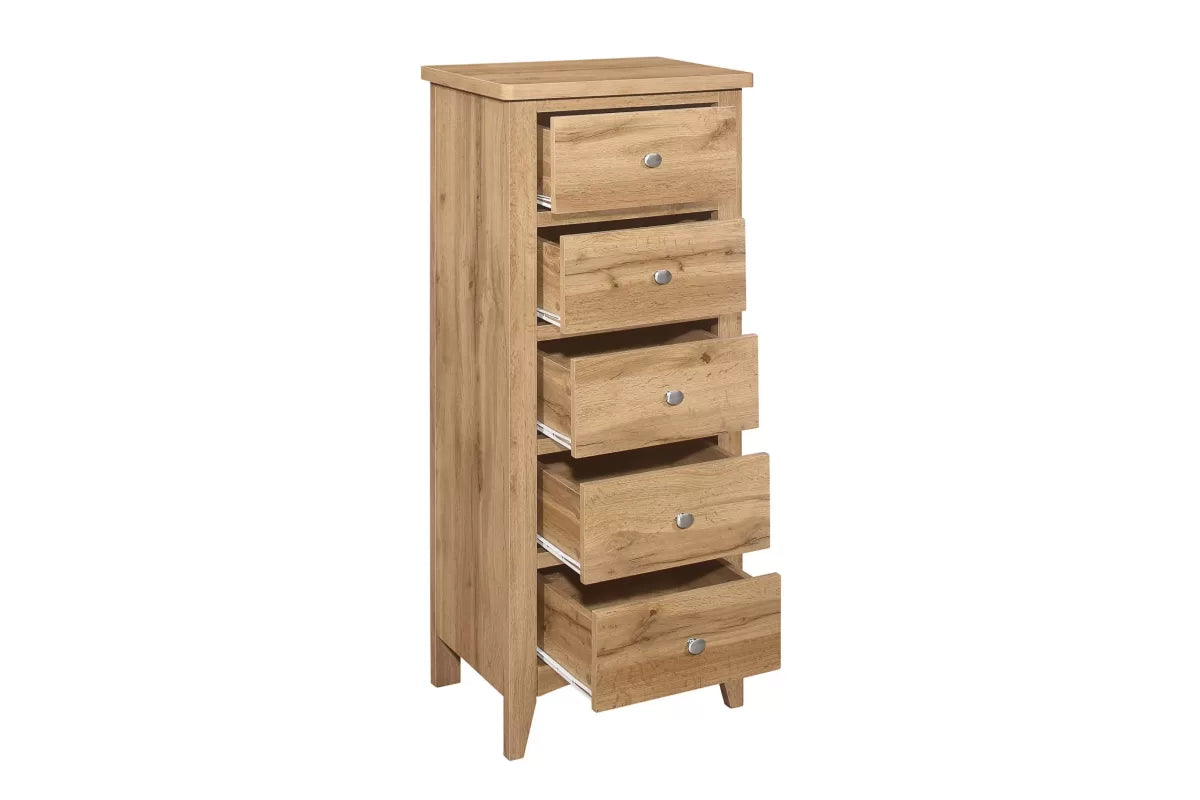Hampstead Oak 5 Drawer Tall Chest