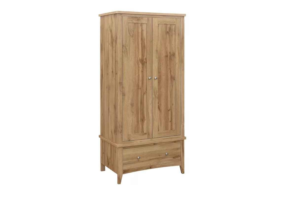 Hampstead Oak 2 Door 1 Drawer Wardrobe