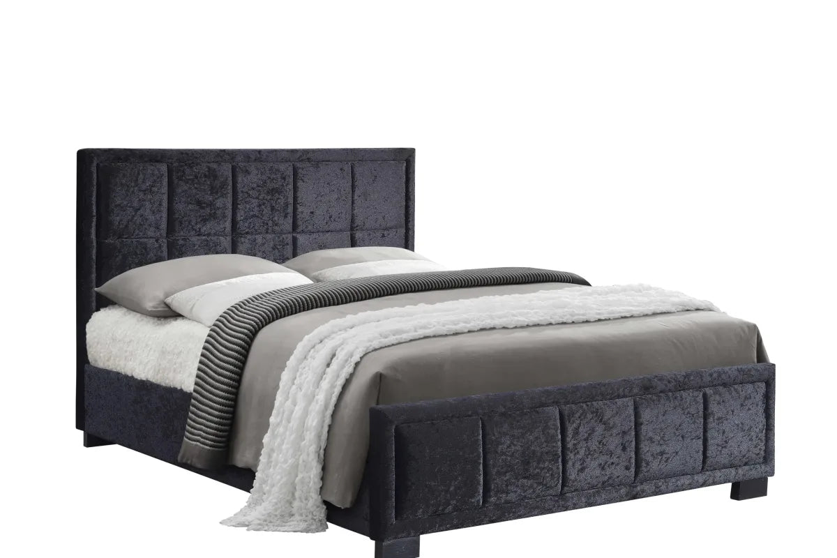 Hannover Black Crushed Velvet Double Bed