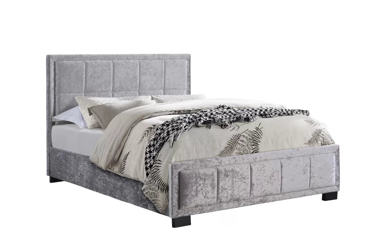 Hannover Steel Crushed Velvet Double Bed