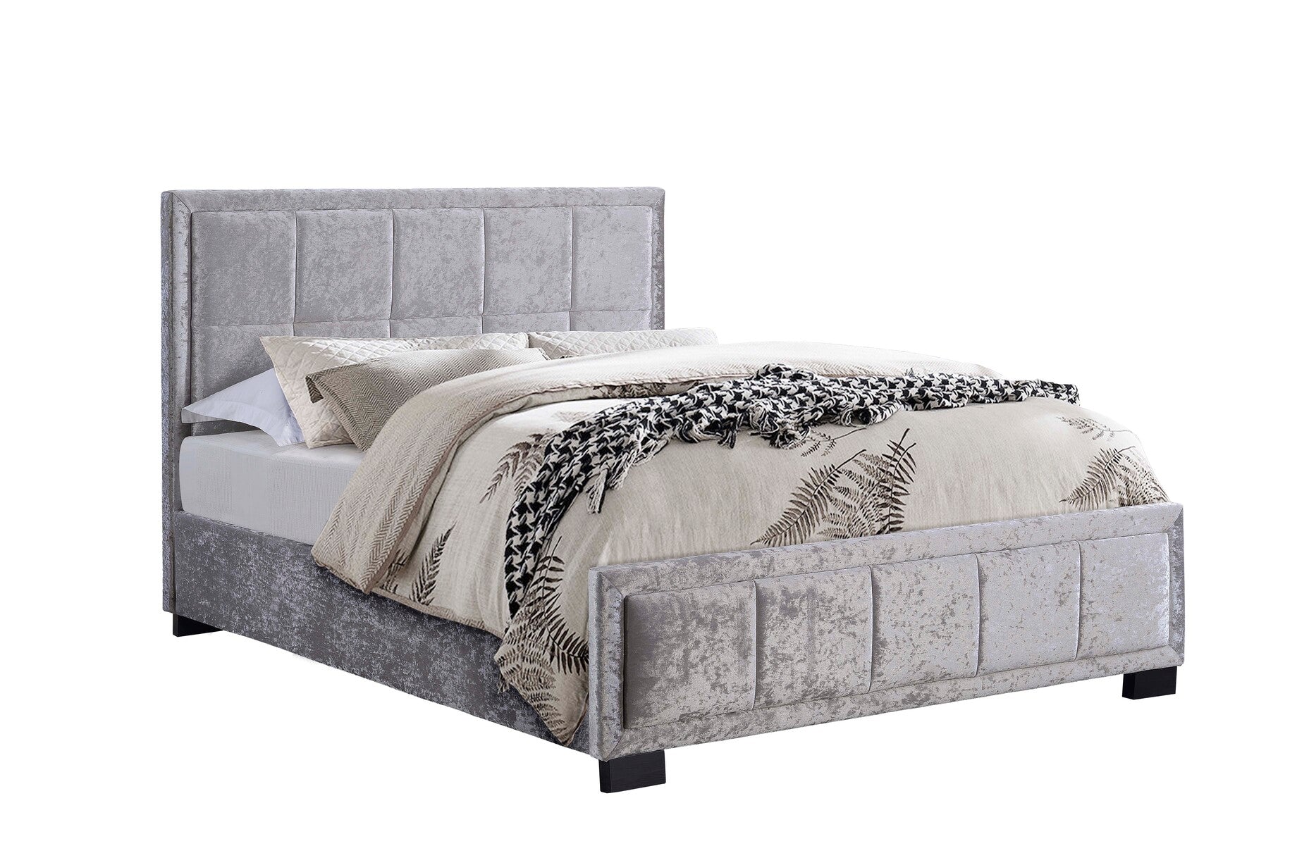 Hannover Steel Crushed Velvet Small Double Bed