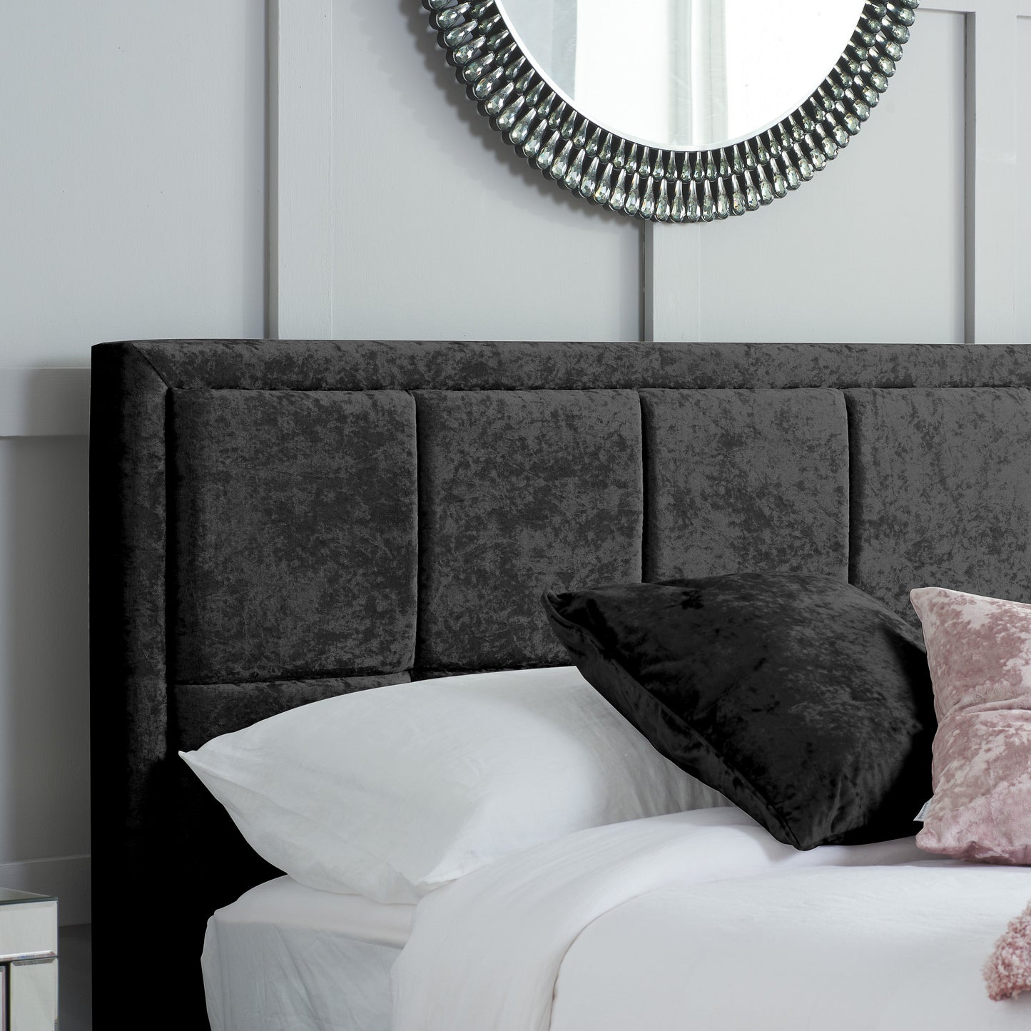 Hannover Black Crushed Velvet King Bed