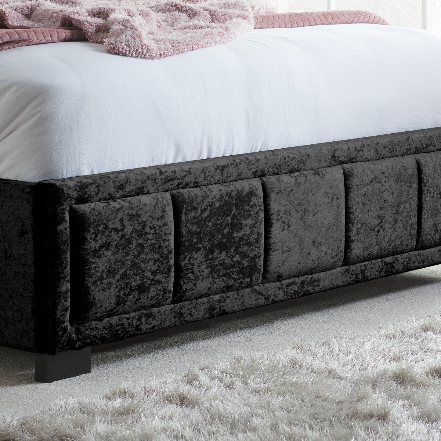 Hannover Black Crushed Velvet Double Bed